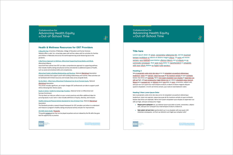 Collaborative for Advancing Health Equity in Out-of-School Time (CAHE-OST): Branding & Visual Design