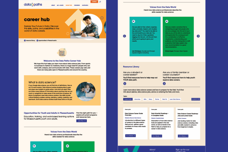 Data Paths website design, secondary page
