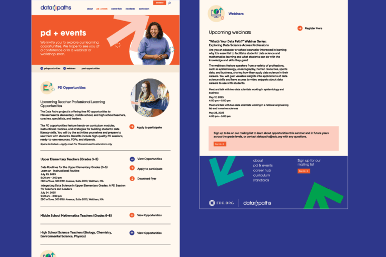 Data Paths website design, secondary page
